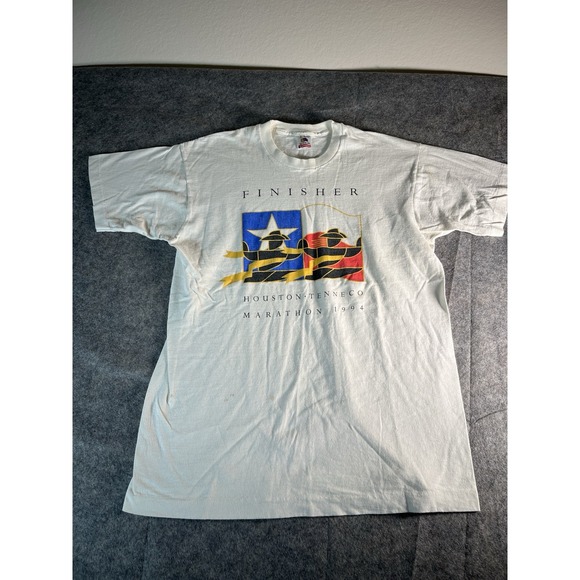 1994 Houston Tenneco Marathon Finisher Shirt Single Stitch Made In Us Size L - Picture 1 of 8